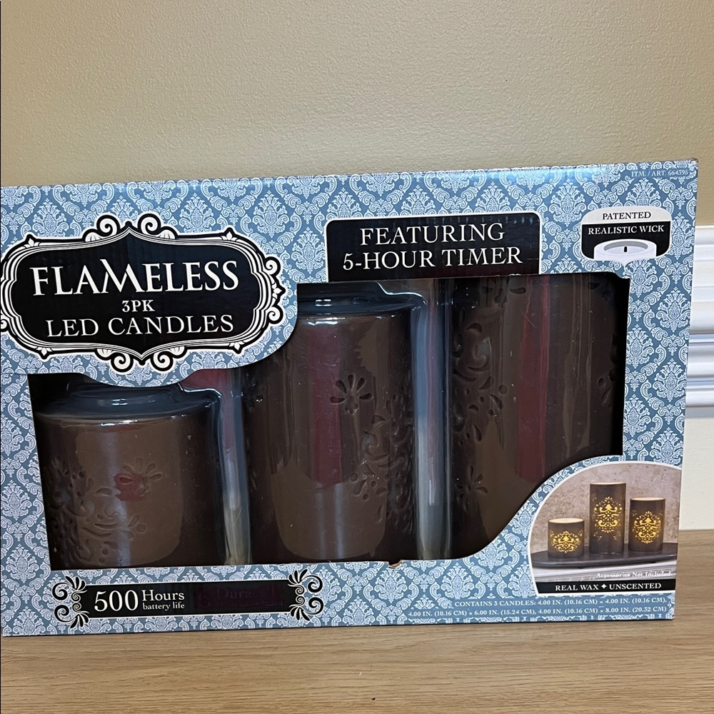 Flameless LED Candles Set - Brown